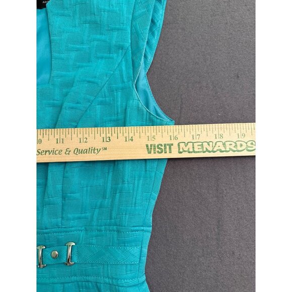 Tahari Arthur S. Levine Womens Sleeveless Sheath Dress Turquoise Size 2 Textured - Picture 5 of 5